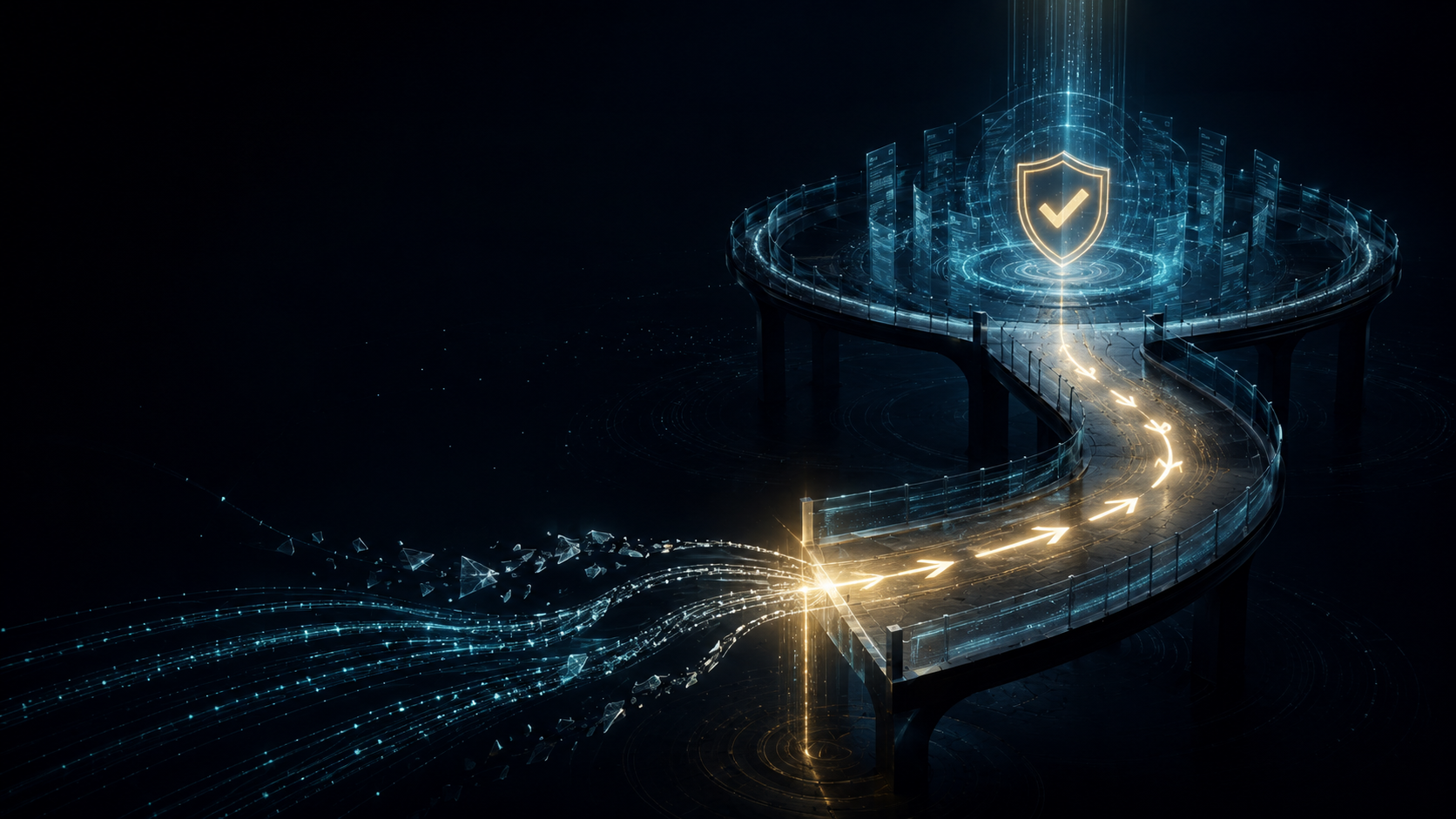 Scattered memory threads becoming a guided safe return path.